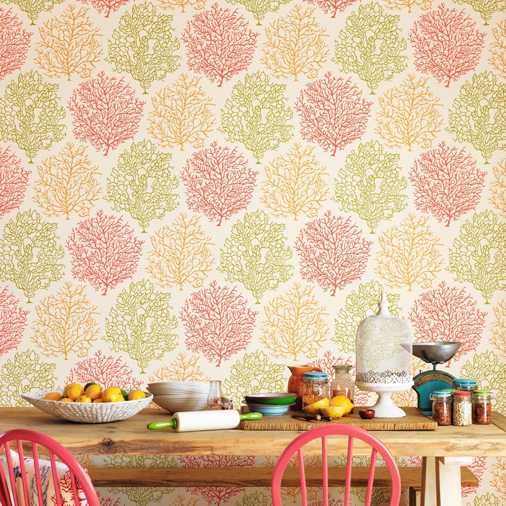 Coral Reef Wallpaper 213391 by Sanderson in Tropical Brights Pink